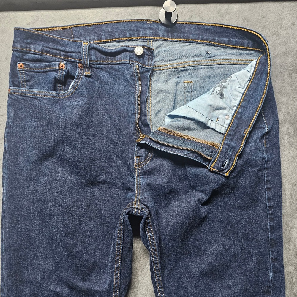 Levis‎ 505 Regular Fit Jeans Mens 38x30 Dark Wash Blue Straight Leg Hemmed 26.5